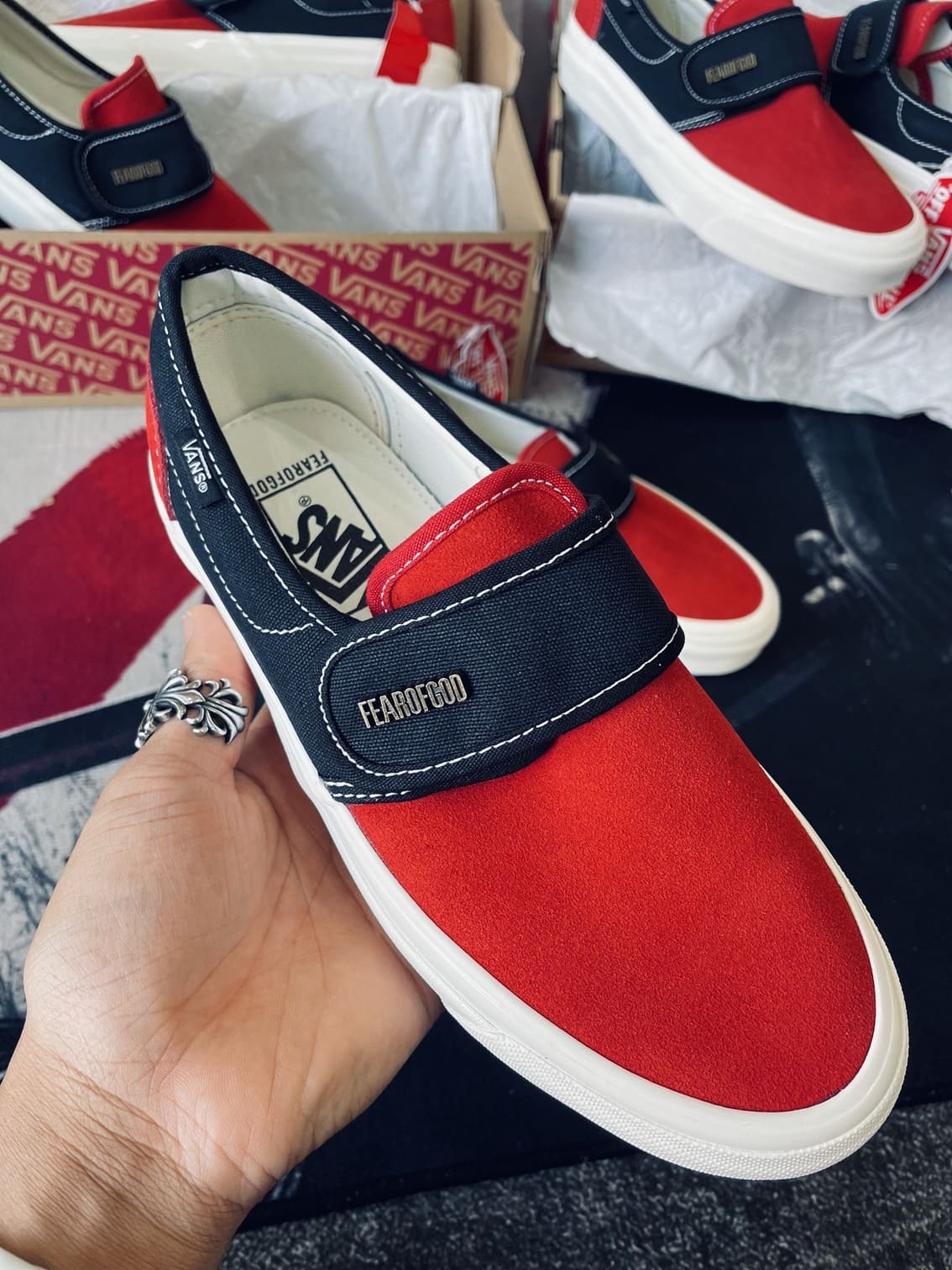 Giày Vans Slip-On 47 Fear Of God 'Red Black' - Shopgiaysneaker.Vn